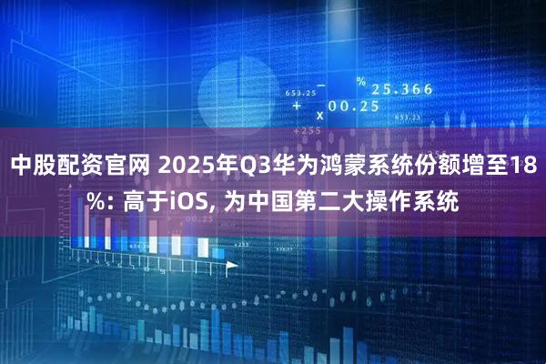 中股配资官网 2025年Q3华为鸿蒙系统份额增至18%: 高于iOS, 为中国第二大操作系统